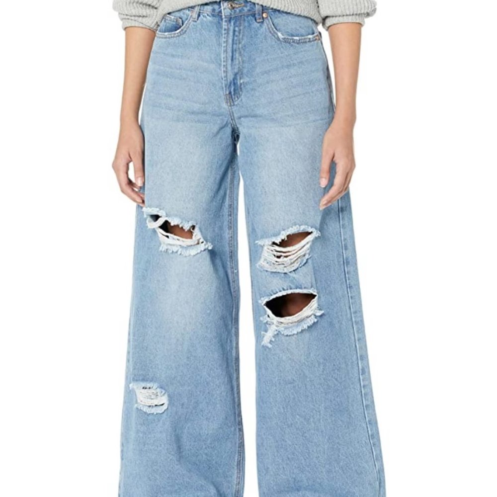 Madden Girl Maya Baggy Jeans Med Wash 28 NWT